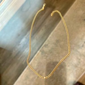 14k Gold Necklace/14k Gold Cuban Link Chain Necklace with Bezel setting Diamond